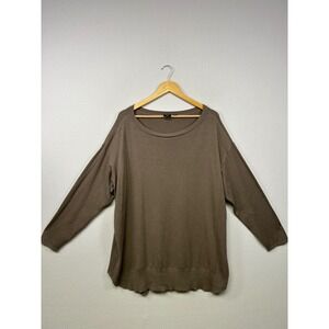 Minimalist Devotion by Cyrus Women 3X Taupe Brown Oversized Scoop Neck Sweater